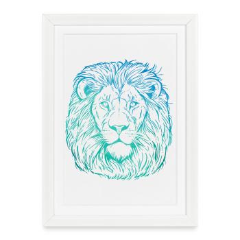 Lion Portrait - Framed poster (27 × 37 cm) - white - Front