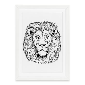 Lion Portrait - Framed poster (27 × 37 cm) - white - Front