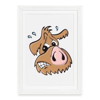 Chien cochon - oups - Affiche encadrée (27 × 37 cm) - blanc - Devant