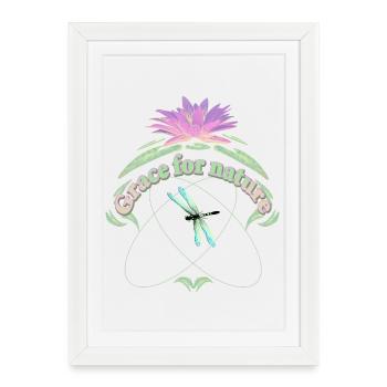 GRACE for NATURE Water Lily with Leaves Dragonfly - Framed poster (27 × 37 cm) - white - Front
