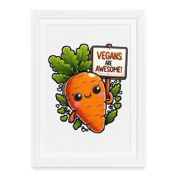 Les mascottes de carottes végétaliennes sont géniales - Affiche encadrée (27 × 37 cm) - blanc - Devant