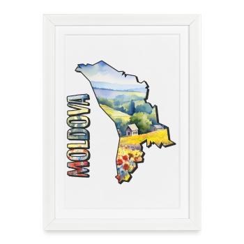 Watercolor Map of Moldova - Framed poster (27 × 37 cm) - white - Front