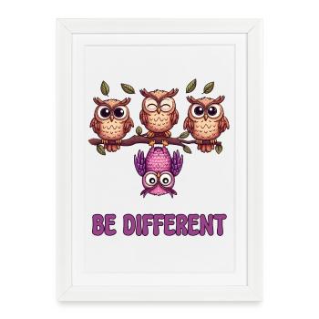 Se fondre dans la masse est tellement surestimé Be Different Cute Owls - Affiche encadrée (27 × 37 cm) - blanc - Devant