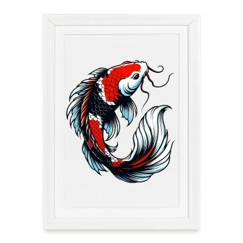 Carpe koï - Affiche encadrée (27 × 37 cm) - blanc - Devant