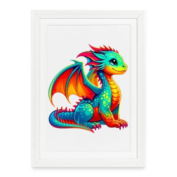 Dragon - Affiche encadrée (27 × 37 cm) - blanc - Devant