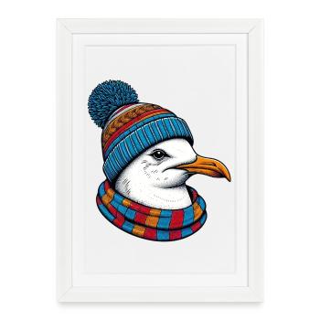 Mouette - Affiche encadrée (27 × 37 cm) - blanc - Devant