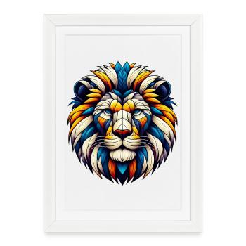 Lion - Framed poster (27 × 37 cm) - white - Front