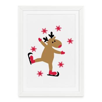 Funny moose for Christmas - Framed poster (27 × 37 cm) - white - Front