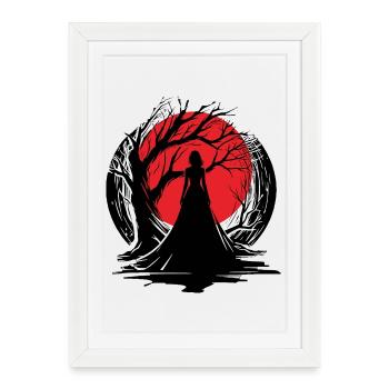 Femme Contemplation profonde - Affiche encadrée (27 × 37 cm) - blanc - Devant