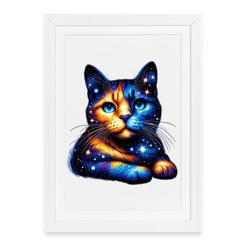 Chat - Affiche encadrée (27 × 37 cm) - blanc - Devant