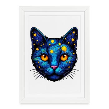 Chat - Affiche encadrée (27 × 37 cm) - blanc - Devant