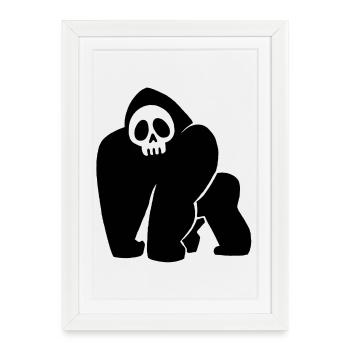Black Gorilla Skull - Framed poster (27 × 37 cm) - white - Front