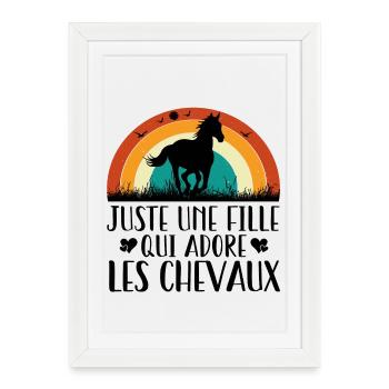 Juste Une Fille Qui Adore Les Chevaux Équitation - Affiche encadrée (27 × 37 cm) - blanc - Devant
