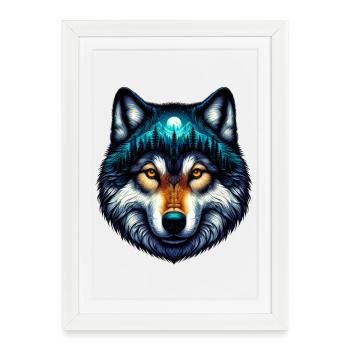 Wolf - Gerahmtes Poster (27 × 37 cm) - Weiß - Vorne