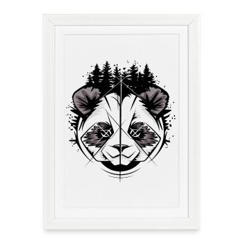 Panda Head in Comic Style – Forest & Nature Illustration - Framed poster (27 × 37 cm) - white - Front