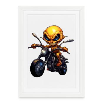 fourmis moto / motocycliste fourmi - Affiche encadrée (27 × 37 cm) - blanc - Devant