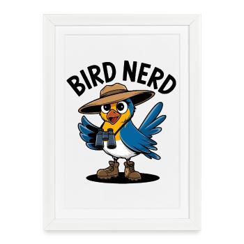 Explorateur nerd d’oiseau - Affiche encadrée (27 × 37 cm) - blanc - Devant