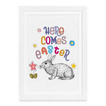 Happy Easter Easter Bunny - Framed poster (27 × 37 cm) - white - Front