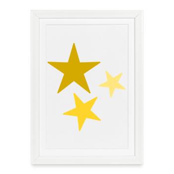 Étoiles Dorées Motif Astronomique - Affiche encadrée (27 × 37 cm) - blanc - Devant