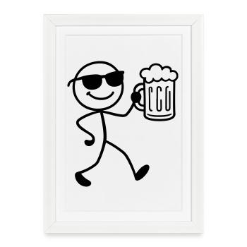 Booze Party Beer Stick Figure - Framed poster (27 × 37 cm) - white - Front