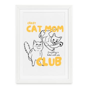 Club de mamans folles de chats - Affiche encadrée (27 × 37 cm) - blanc - Devant