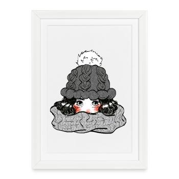 Girl in winter - Framed poster (27 × 37 cm) - white - Front