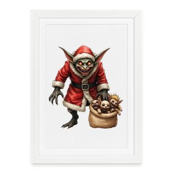 Christmas Goblin with Creatures - Framed poster (27 × 37 cm) - white - Front