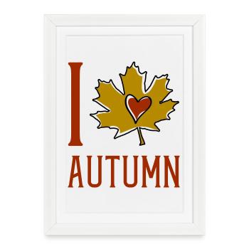 Autumn Leaf Heart Motif - Framed poster (27 × 37 cm) - white - Front