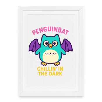 Penguinbat - Chillin' in the Dark - Framed poster (27 × 37 cm) - white - Front