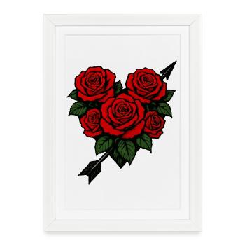 Roses heart love - Framed poster (27 × 37 cm) - white - Front