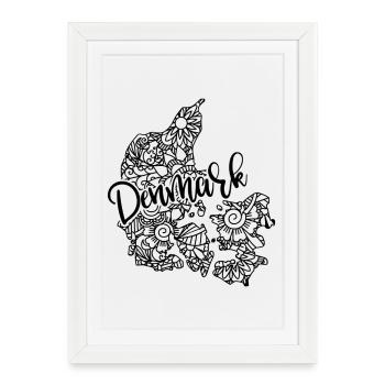 Denmark Map Mandala Hygge Copenhagen - Framed poster (27 × 37 cm) - white - Front