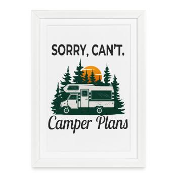 Désolé, je ne peux pas. Plans de camping-car – Retro Camping Design - Affiche encadrée (27 × 37 cm) - blanc - Devant
