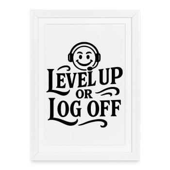 Level Up Chemise rétro Smiley Gamer Zocker spruch - Affiche encadrée (27 × 37 cm) - blanc - Devant