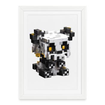 Panda pixel mignon dans un style de jeu rétro - Affiche encadrée (27 × 37 cm) - blanc - Devant