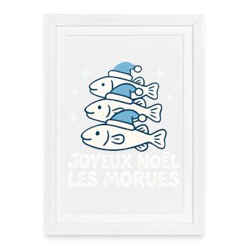 Morues de Noël en trio - Affiche encadrée (27 × 37 cm) - blanc - Devant