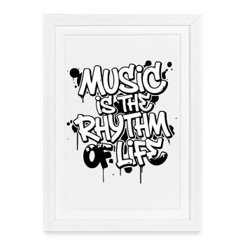Musique Rythme de vie Typographie - Affiche encadrée (27 × 37 cm) - blanc - Devant