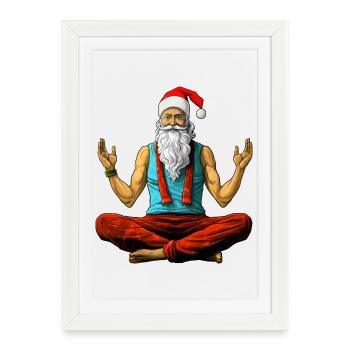 Méditation Yogi de Noël - Affiche encadrée (27 × 37 cm) - blanc - Devant