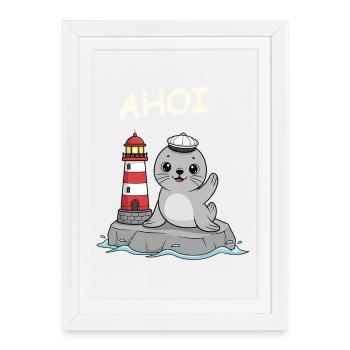 Scellez le bébé ahoy - Affiche encadrée (27 × 37 cm) - blanc - Devant