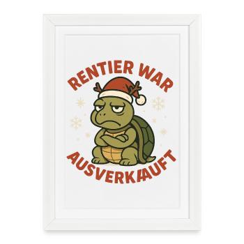 Rentier War Schildkröte Xmas - Gerahmtes Poster (27 × 37 cm) - Weiß - Vorne