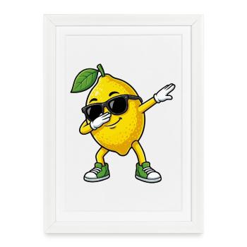Funny Lemon in Dab Pose Cartoon - Framed poster (27 × 37 cm) - white - Front
