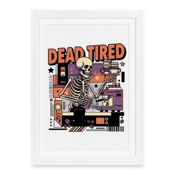 Dead tired coffee skeleton kitchen setting - Framed poster (27 × 37 cm) - white - Front