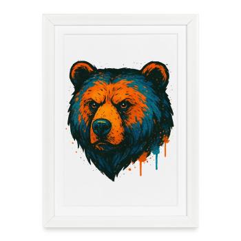 Neon Bear Pop Art - Framed poster (27 × 37 cm) - white - Front