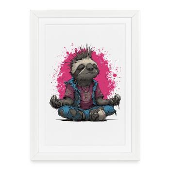 Punk Sloth Meditation - Framed poster (27 × 37 cm) - white - Front