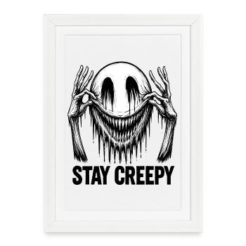 Sourire Fondant – Art d’horreur de bande dessinée sombre - Affiche encadrée (27 × 37 cm) - blanc - Devant