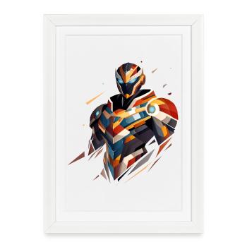 Héros de science-fiction futuriste dans un style géométrique - Affiche encadrée (27 × 37 cm) - blanc - Devant