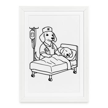 Édition chien de soins de clinique - Affiche encadrée (27 × 37 cm) - blanc - Devant