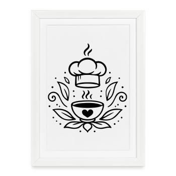 Bol de cuisine végane avec cœur et chapeau de chef - Affiche encadrée (27 × 37 cm) - blanc - Devant