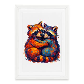 Glowing raccoon duo - Framed poster (27 × 37 cm) - white - Front