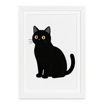 Chat noir chat noir - Affiche encadrée (27 × 37 cm) - blanc - Devant
