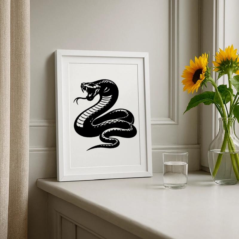 Silhouette du python serpent Affiche encadrée (27 × 37 cm)